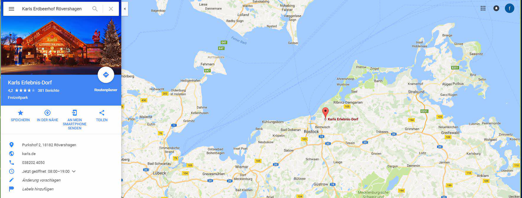 Karls Erdbeerhof Rövershagen Karte